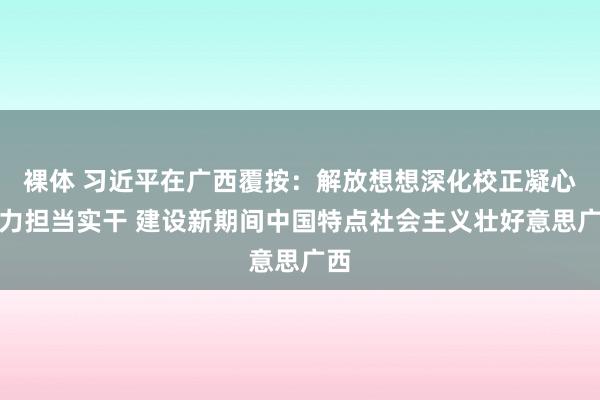 裸体 习近平在广西覆按：解放想想深化校正凝心聚力担当实干 建设新期间中国特点社会主义壮好意思广西